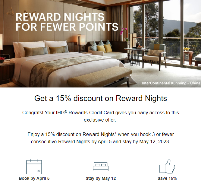 You are currently viewing IHG cardholders: Get 15% off award stays of 3 nights or less