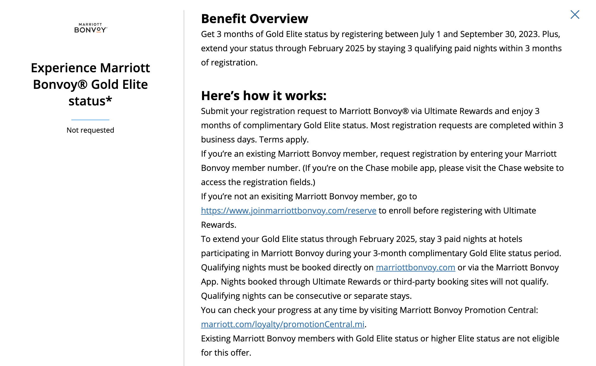 Read more about the article It’s back: Sapphire Reserve holders can enroll for Marriott Bonvoy Gold status