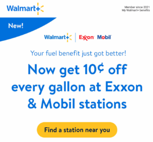 Read more about the article Deal alert: Save up to 20 cents per gallon at Mobil and Exxon with Walmart+, included with the Amex Platinum