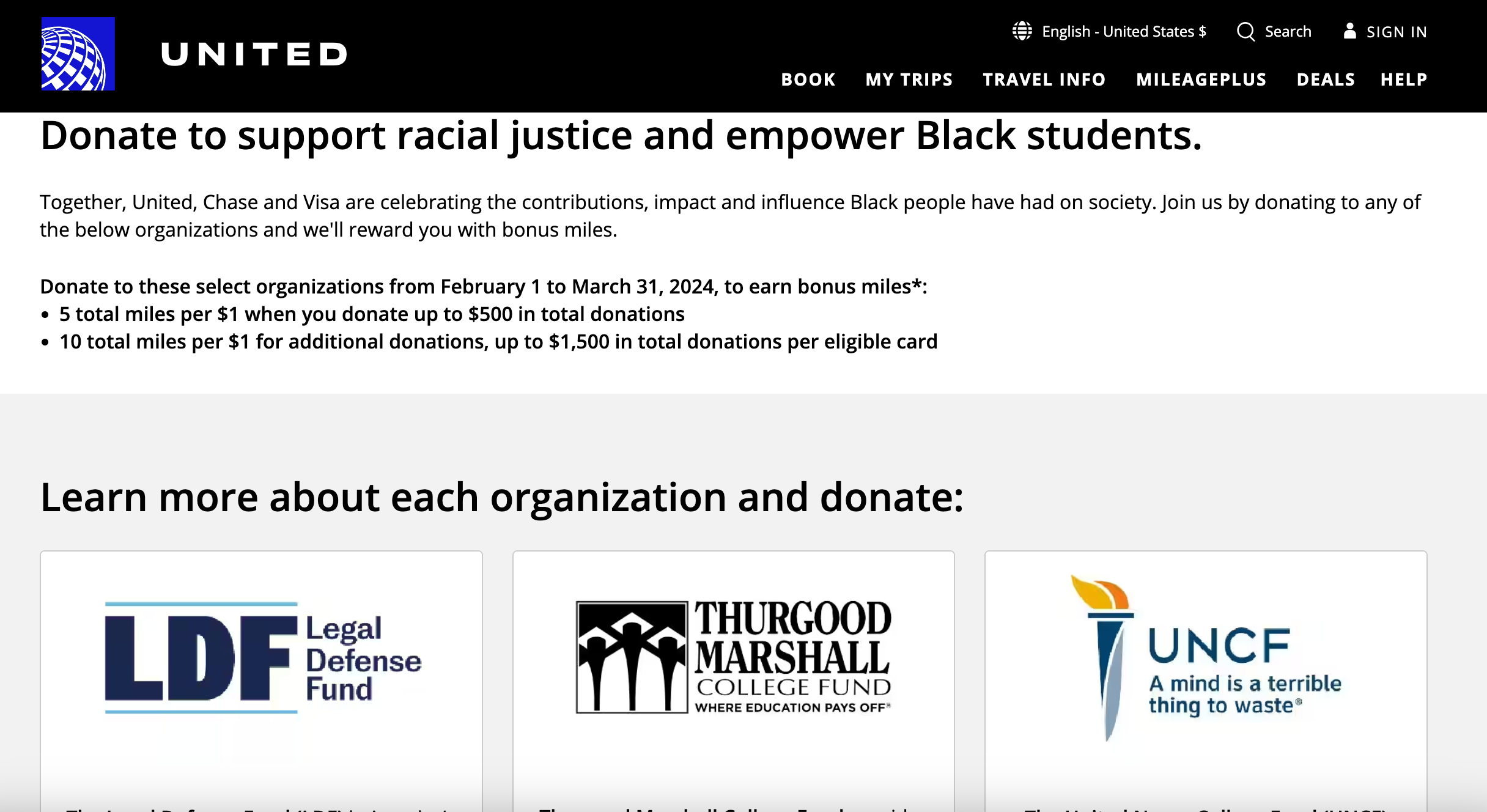 Read more about the article Celebrate Black History Month with a donation earning up to 10 United miles per dollar spent