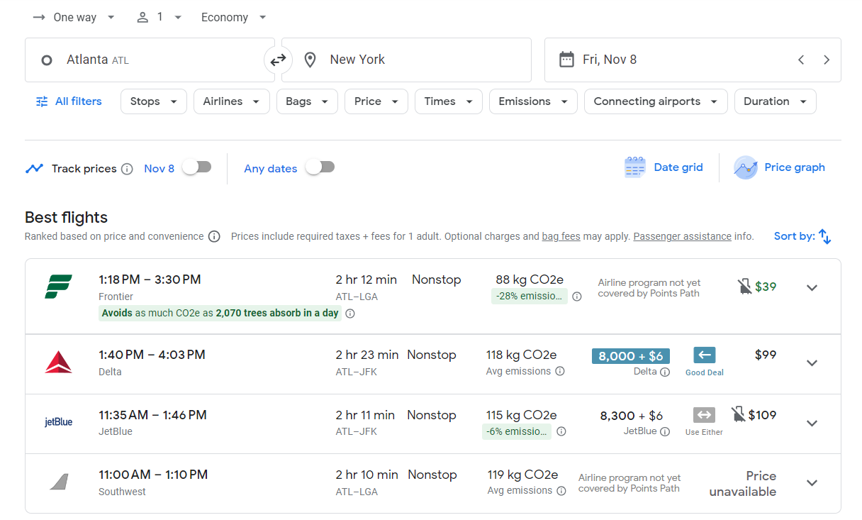 Read more about the article How to use the Points Path extension to compare cash and award rates in Google Flights