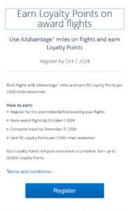 Read more about the article Check your account: Earn American Airlines Loyalty Points on award flights (targeted)