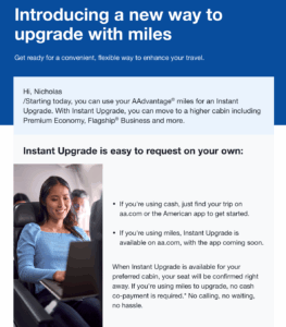 Read more about the article No more mileage award upgrade chart as American Airlines unveils instant upgrades