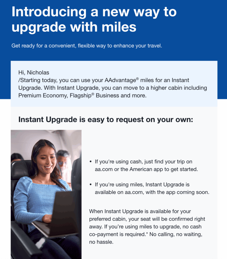 No more mileage award upgrade chart as American Airlines unveils